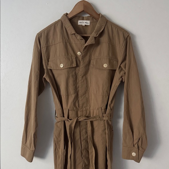 Alex Mill L Mel Tan Khaki Button-Up Jumpsuit - Picture 3 of 9